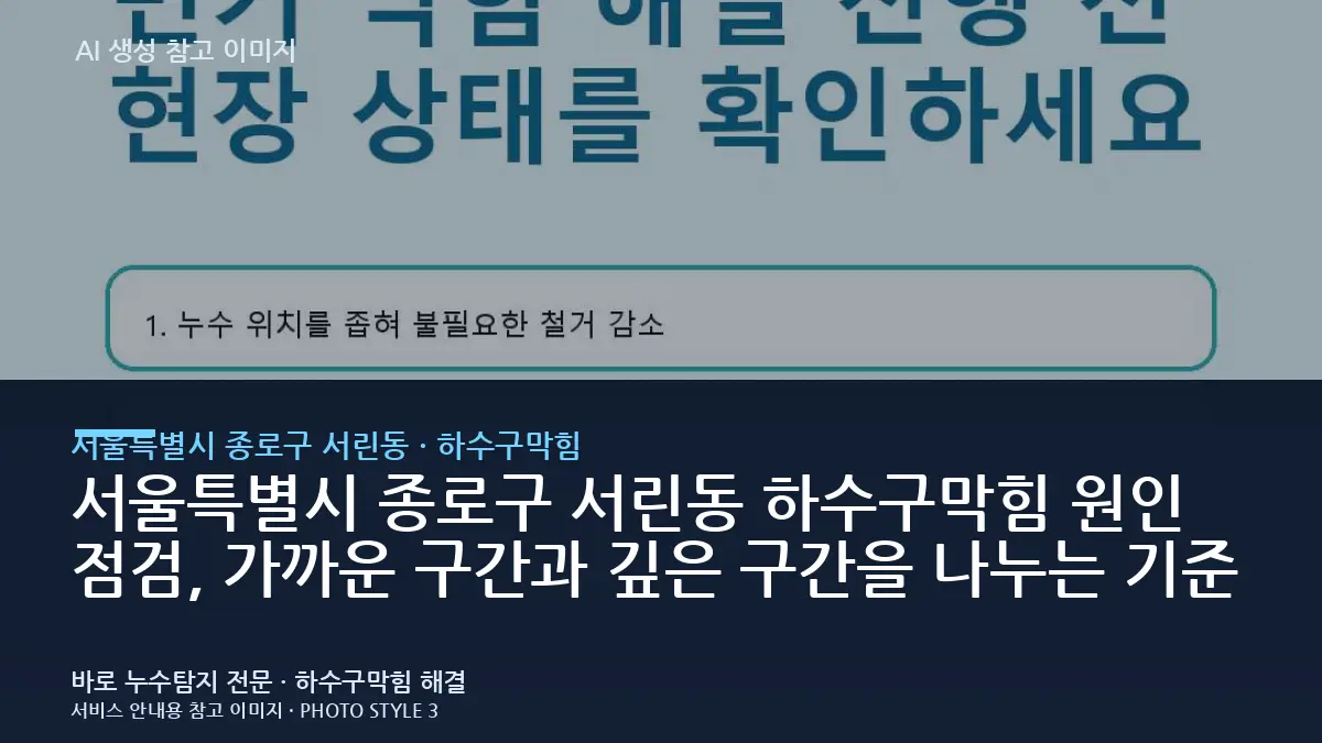 서울특별시 종로구 서린동 하수구막힘 원인 점검, 가까운 구간과 깊은 구간을 나누는 기준