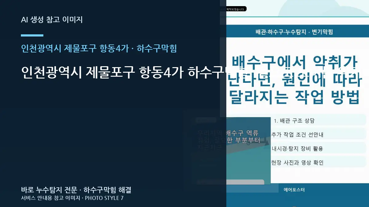 인천광역시 제물포구 항동4가 하수구막힘, 겉으로 보이는 위치와 실제 원인이 다를 때