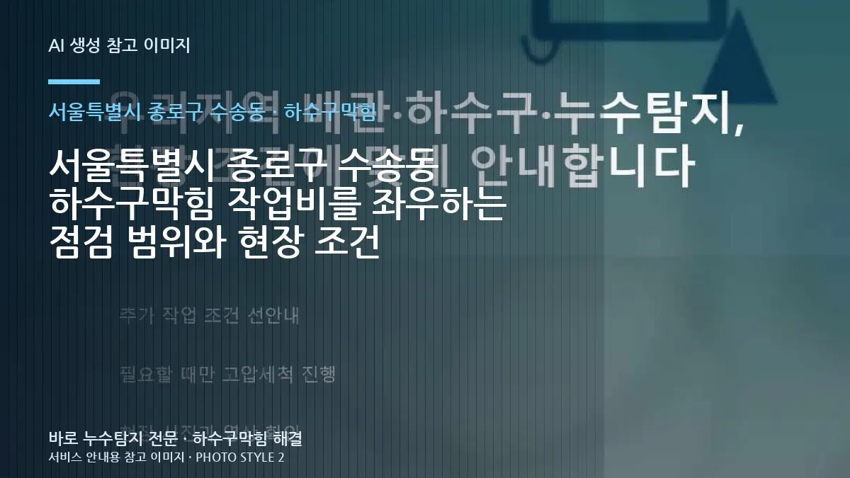 서울특별시 종로구 수송동 하수구막힘 작업비를 좌우하는 점검 범위와 현장 조건