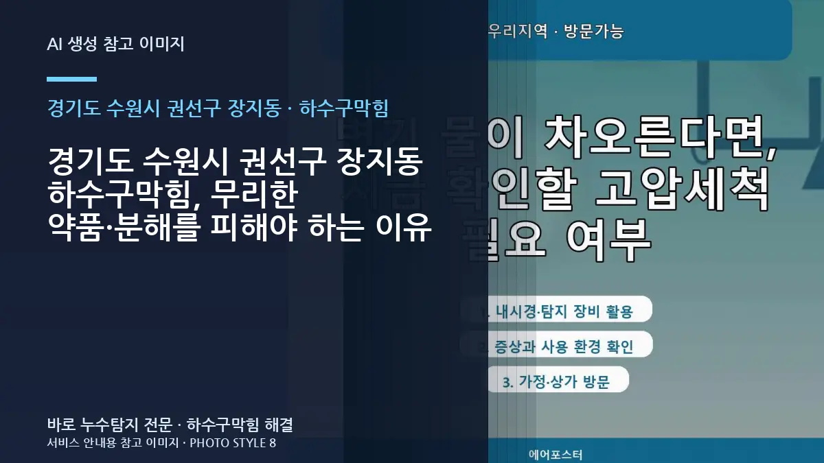 경기도 수원시 권선구 장지동 하수구막힘, 무리한 약품·분해를 피해야 하는 이유