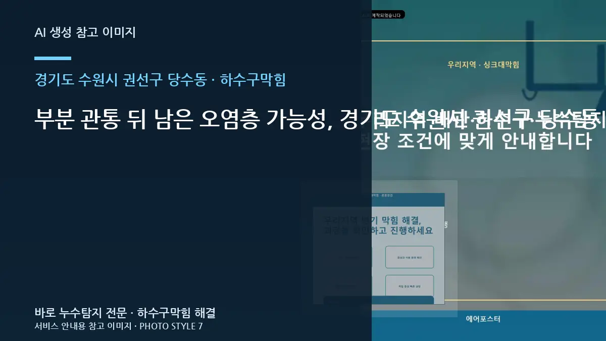 부분 관통 뒤 남은 오염층 가능성, 경기도 수원시 권선구 당수동 하수구막힘 점검에서 구분하는 방법
