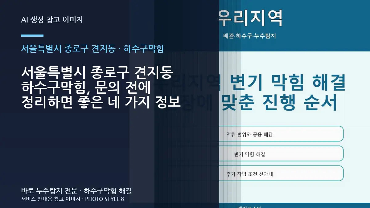 서울특별시 종로구 견지동 하수구막힘, 문의 전에 정리하면 좋은 네 가지 정보