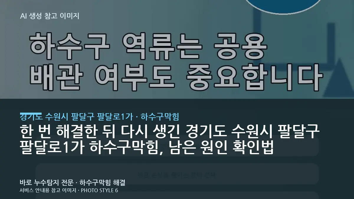 한 번 해결한 뒤 다시 생긴 경기도 수원시 팔달구 팔달로1가 하수구막힘, 남은 원인 확인법