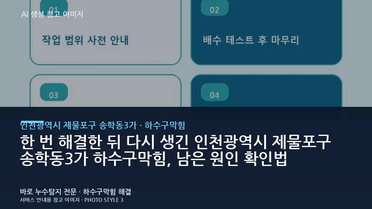 한 번 해결한 뒤 다시 생긴 인천광역시 제물포구 송학동3가 하수구막힘, 남은 원인 확인법