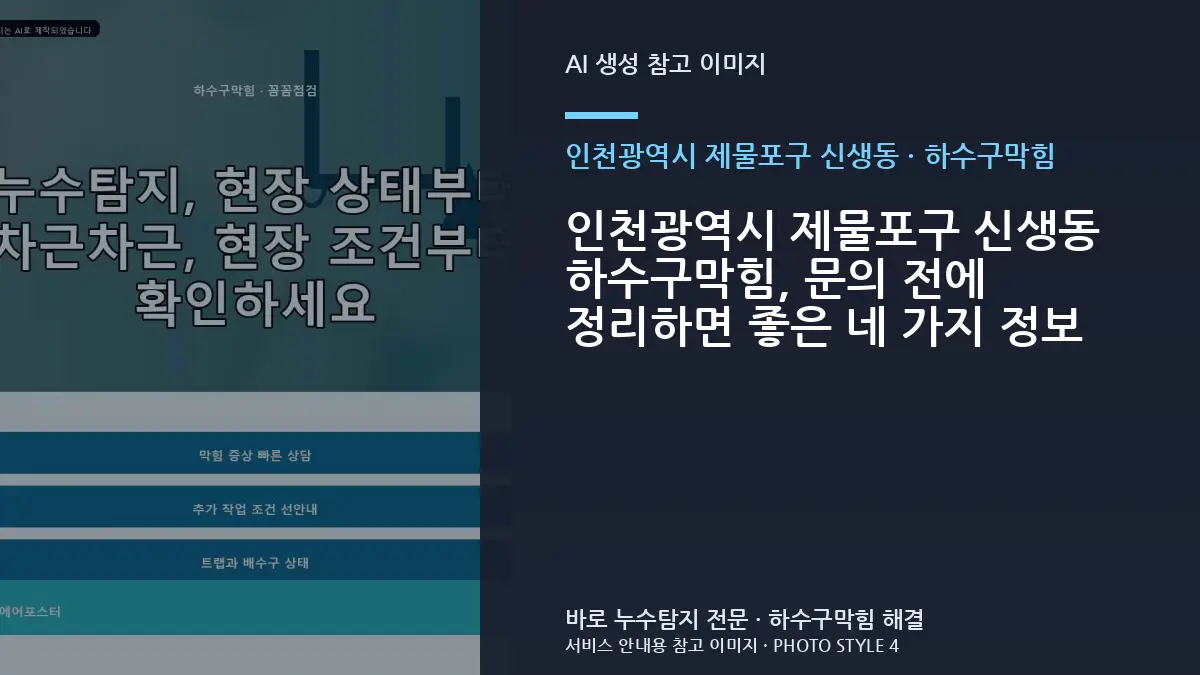 인천광역시 제물포구 신생동 하수구막힘, 문의 전에 정리하면 좋은 네 가지 정보