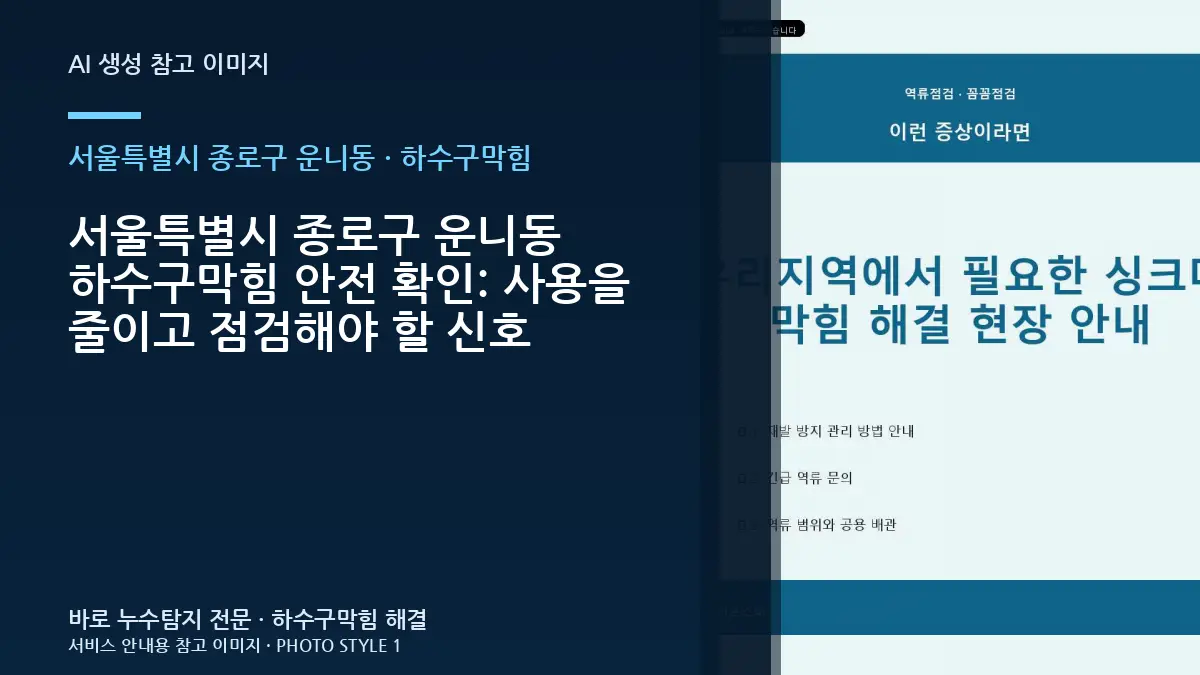 서울특별시 종로구 운니동 하수구막힘 안전 확인: 사용을 줄이고 점검해야 할 신호