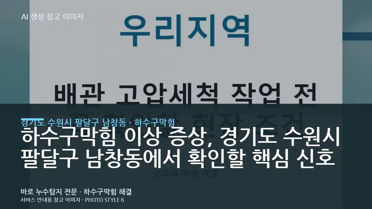 하수구막힘 이상 증상, 경기도 수원시 팔달구 남창동에서 확인할 핵심 신호