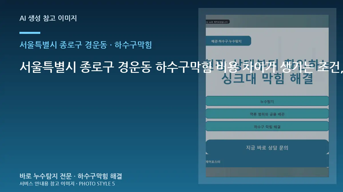 서울특별시 종로구 경운동 하수구막힘 비용 차이가 생기는 조건, 작업 범위부터 확인하세요