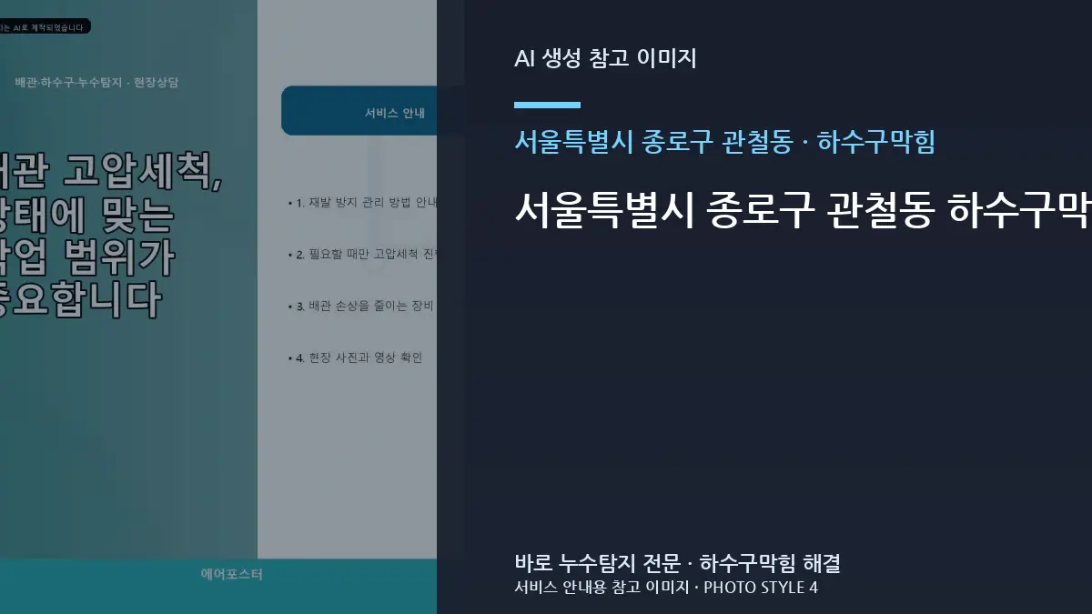 서울특별시 종로구 관철동 하수구막힘, 어떤 점검 방법이 필요한지 현장 조건별로 구분하기