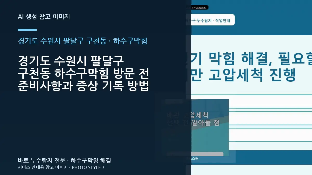 경기도 수원시 팔달구 구천동 하수구막힘 방문 전 준비사항과 증상 기록 방법