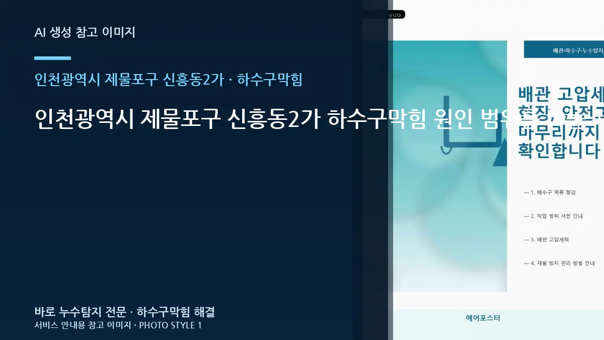 인천광역시 제물포구 신흥동2가 하수구막힘 원인 범위를 나눌 때 확인할 기준: 한 배수구만 느린지 여러 곳이 동시에 느린지