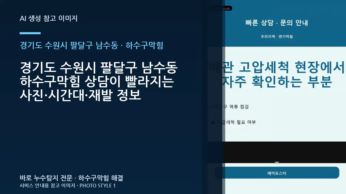 경기도 수원시 팔달구 남수동 하수구막힘 상담이 빨라지는 사진·시간대·재발 정보