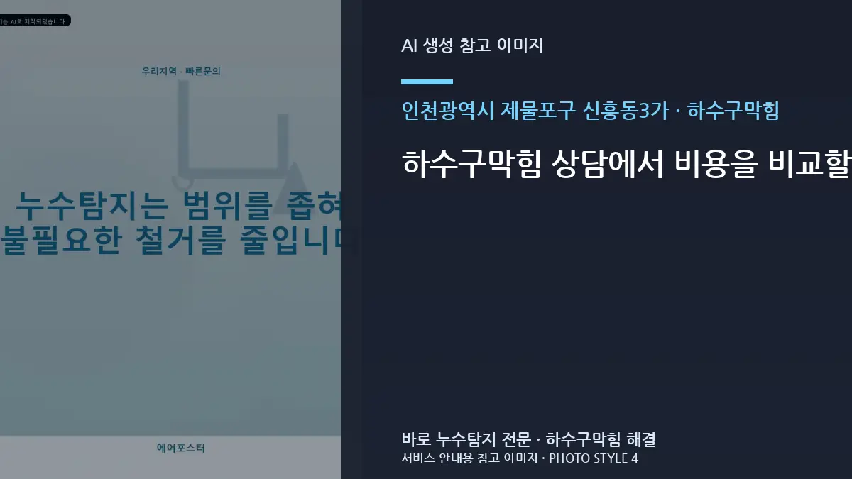 하수구막힘 상담에서 비용을 비교할 때 인천광역시 제물포구 신흥동3가 현장 조건 보는 법