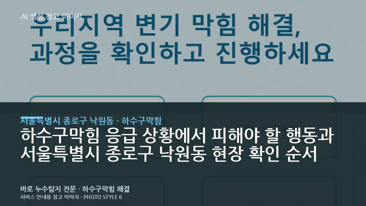 하수구막힘 응급 상황에서 피해야 할 행동과 서울특별시 종로구 낙원동 현장 확인 순서