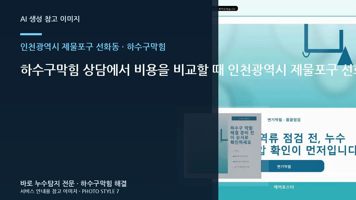 하수구막힘 상담에서 비용을 비교할 때 인천광역시 제물포구 선화동 현장 조건 보는 법