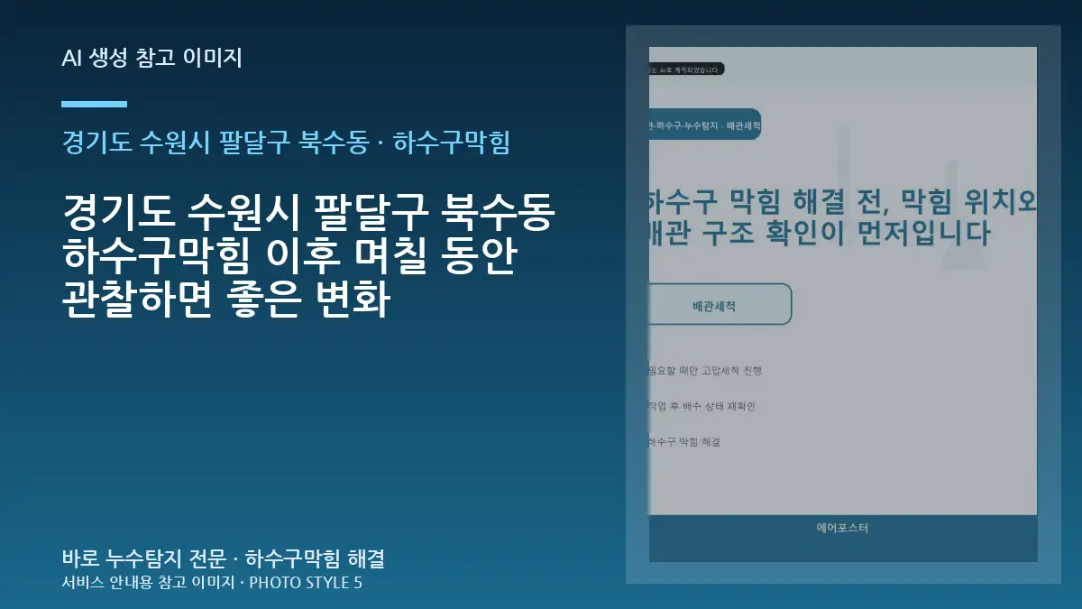 경기도 수원시 팔달구 북수동 하수구막힘 이후 며칠 동안 관찰하면 좋은 변화