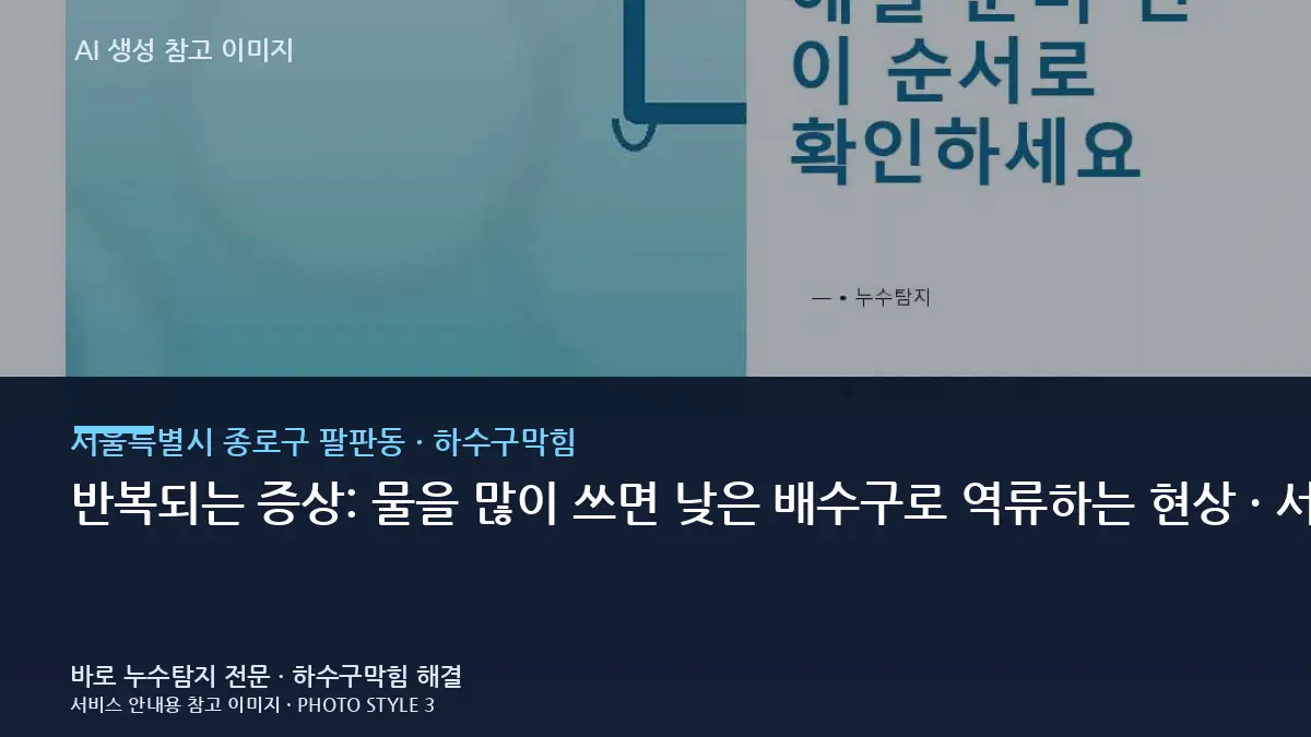 반복되는 증상: 물을 많이 쓰면 낮은 배수구로 역류하는 현상 · 서울특별시 종로구 팔판동 하수구막힘, 어디부터 봐야 할까