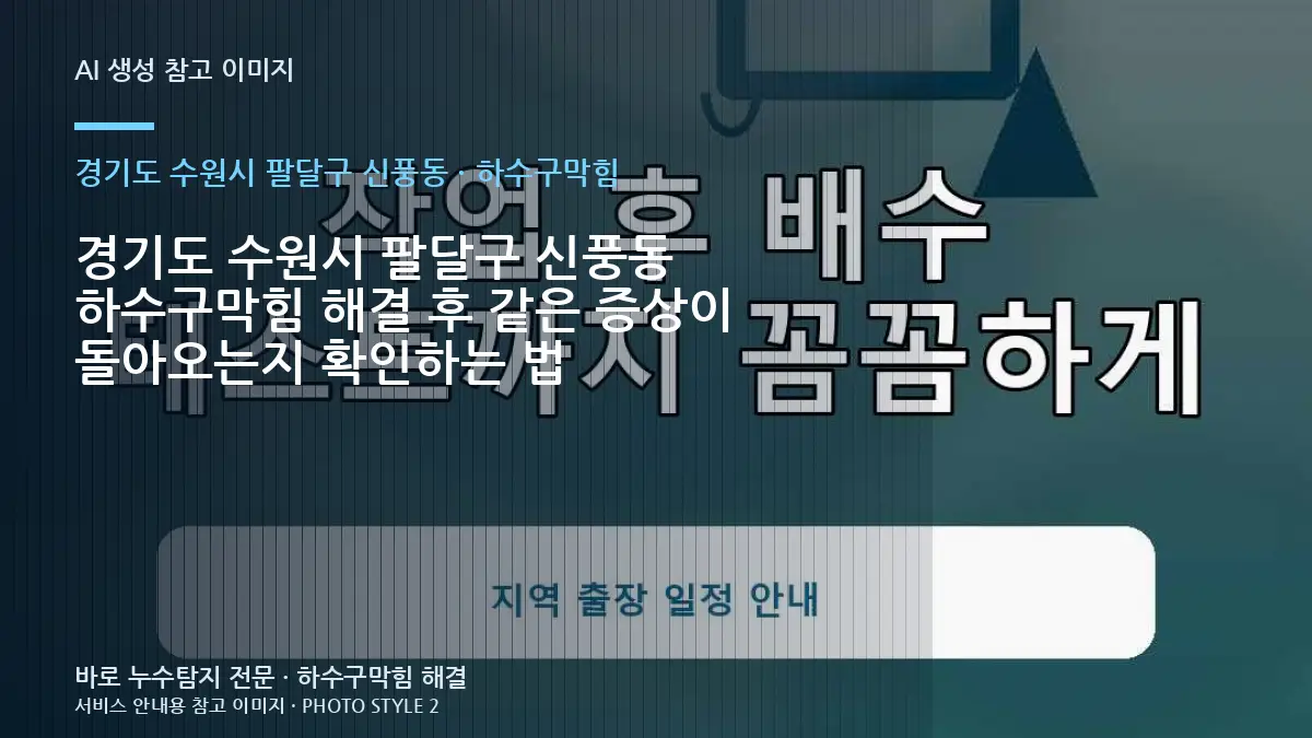 경기도 수원시 팔달구 신풍동 하수구막힘 해결 후 같은 증상이 돌아오는지 확인하는 법