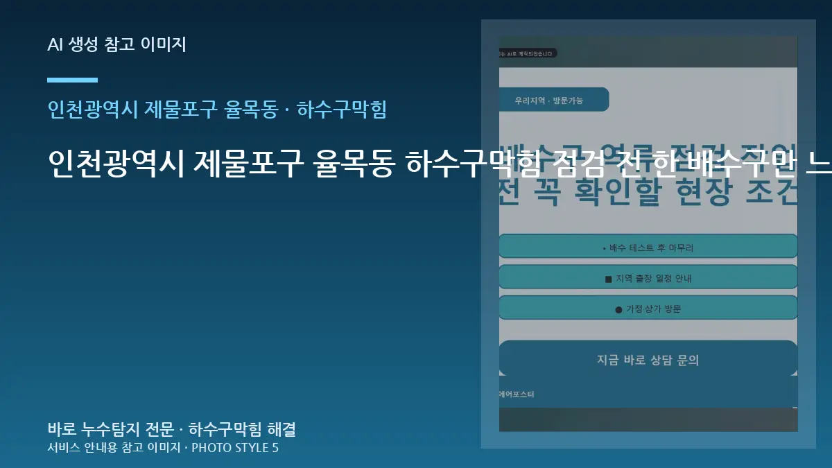 인천광역시 제물포구 율목동 하수구막힘 점검 전 한 배수구만 느린지 여러 곳이 동시에 느린지부터 살펴보세요