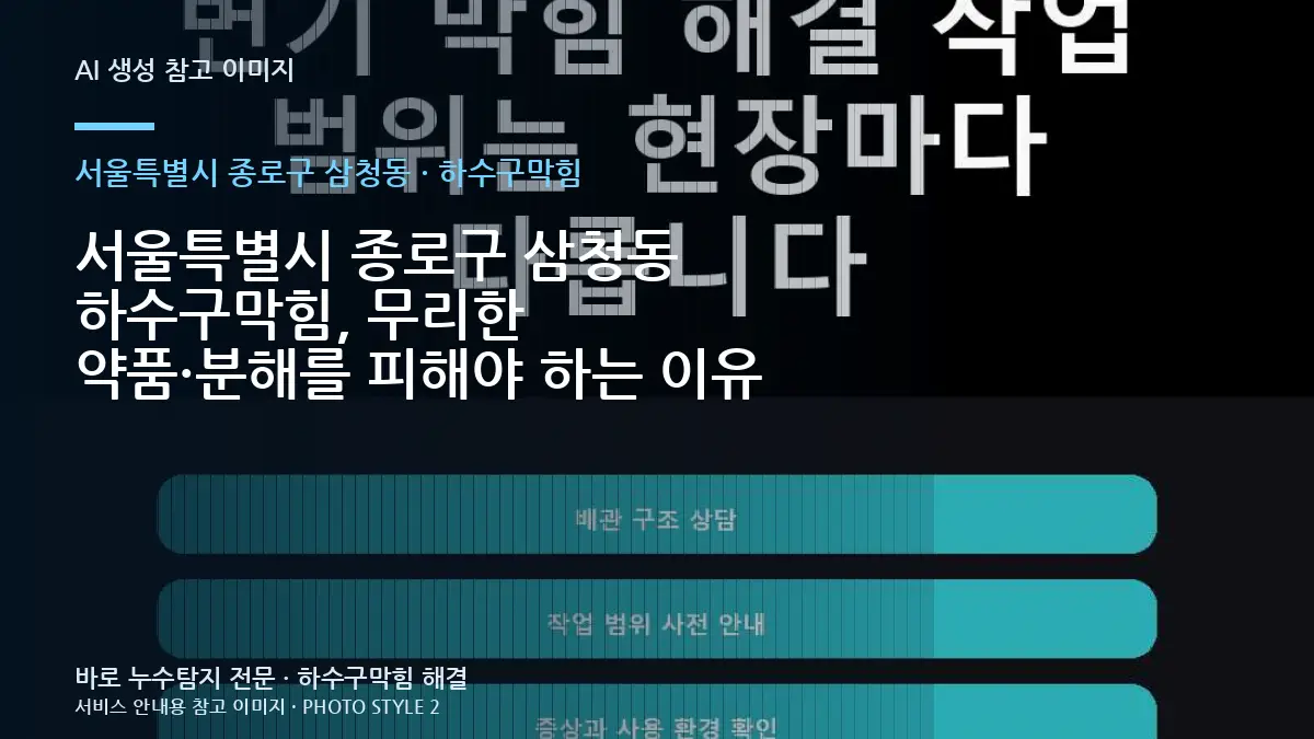 서울특별시 종로구 삼청동 하수구막힘, 무리한 약품·분해를 피해야 하는 이유