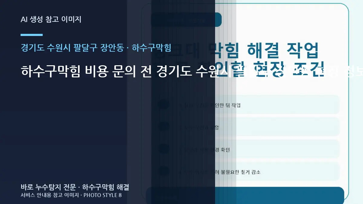 하수구막힘 비용 문의 전 경기도 수원시 팔달구 장안동 현장 정보를 정리하면 좋은 이유