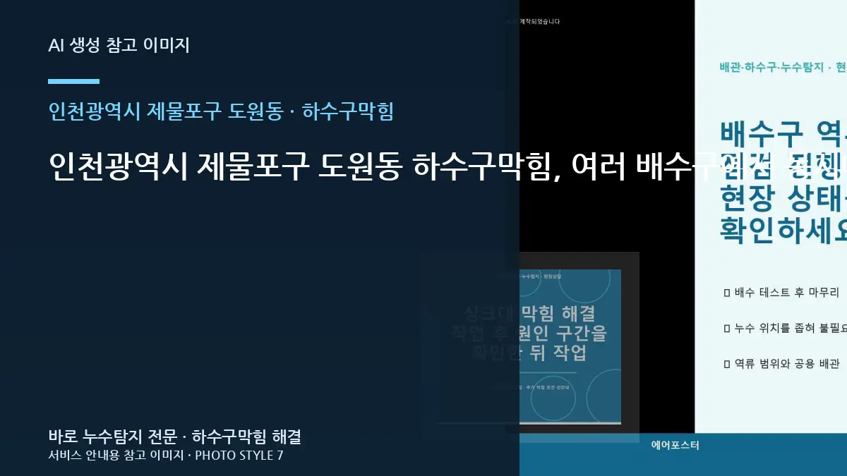 인천광역시 제물포구 도원동 하수구막힘, 여러 배수구에서 동시에 꿀렁 소리가 나는 현상일 때 먼저 확인할 순서