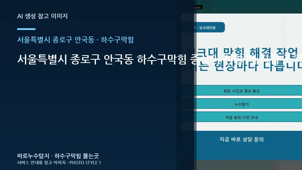 서울특별시 종로구 안국동 하수구막힘 증상이 심할 때 직접 조치보다 안전을 먼저 봐야 하는 경우