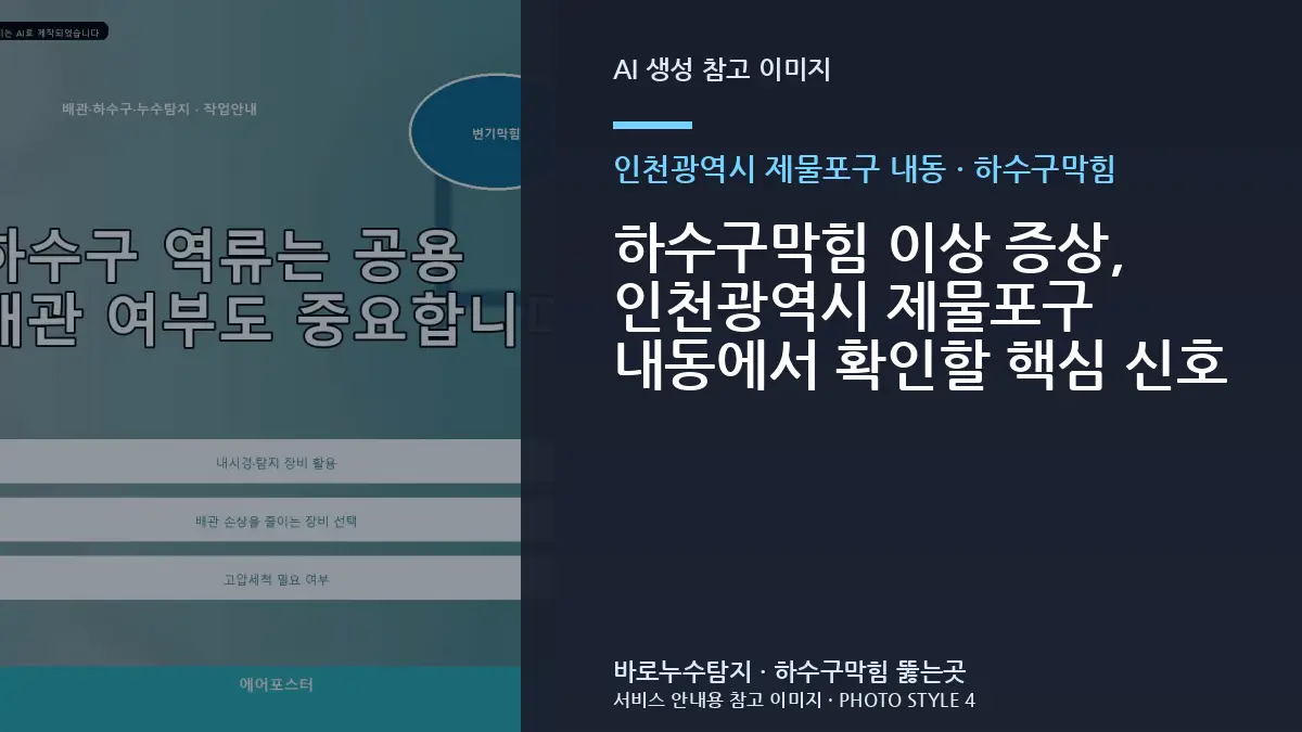하수구막힘 이상 증상, 인천광역시 제물포구 내동에서 확인할 핵심 신호