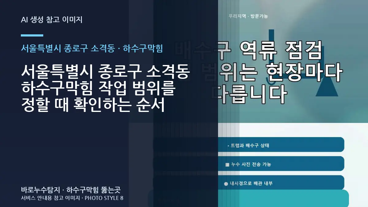 서울특별시 종로구 소격동 하수구막힘 작업 범위를 정할 때 확인하는 순서