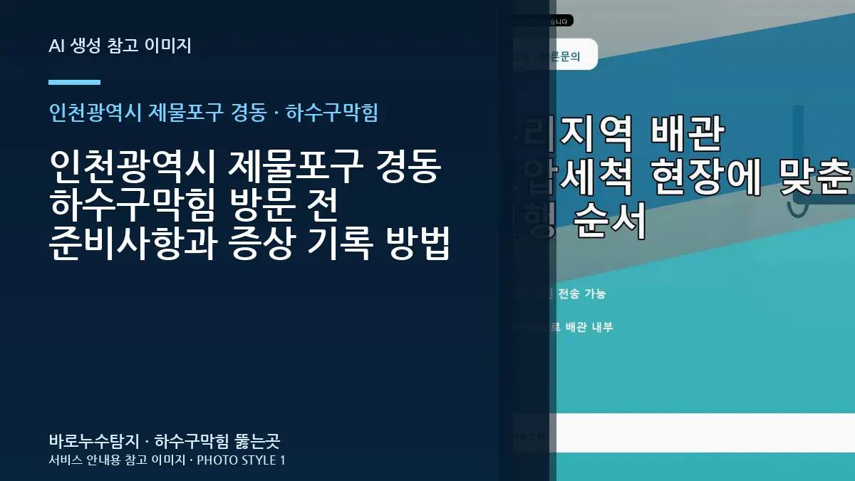 인천광역시 제물포구 경동 하수구막힘 방문 전 준비사항과 증상 기록 방법