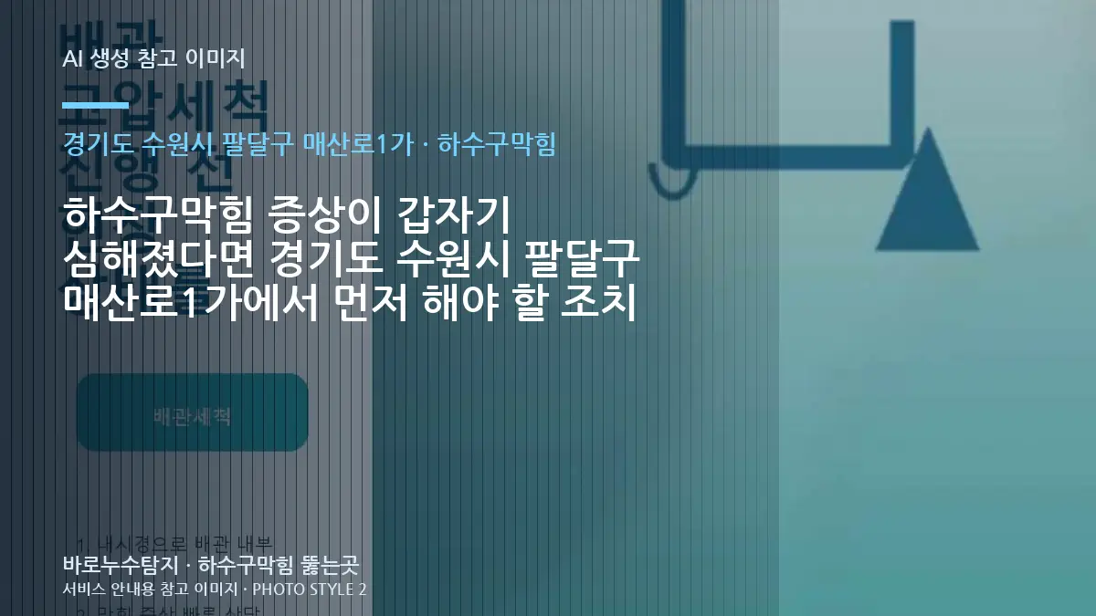 하수구막힘 증상이 갑자기 심해졌다면 경기도 수원시 팔달구 매산로1가에서 먼저 해야 할 조치