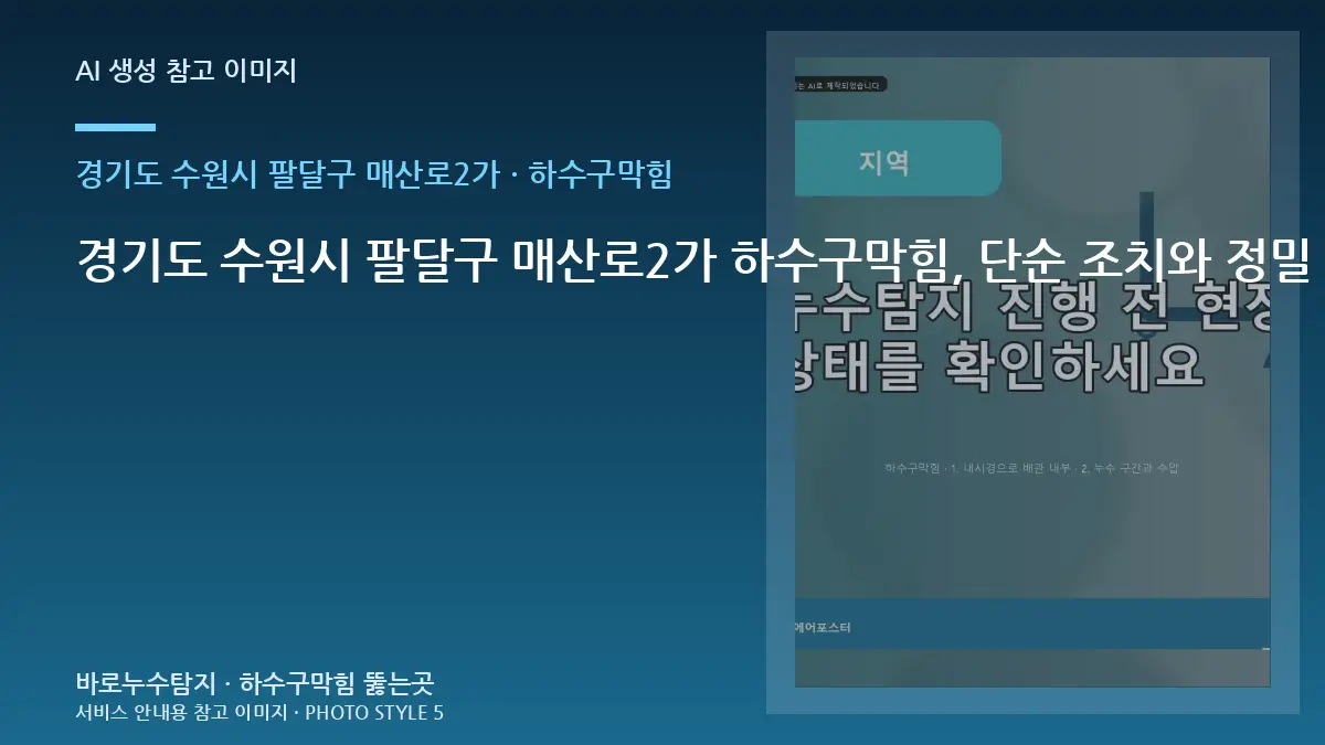 경기도 수원시 팔달구 매산로2가 하수구막힘, 단순 조치와 정밀 점검을 나누는 기준
