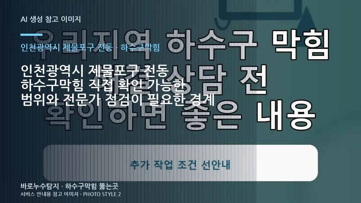 인천광역시 제물포구 전동 하수구막힘 직접 확인 가능한 범위와 전문가 점검이 필요한 경계