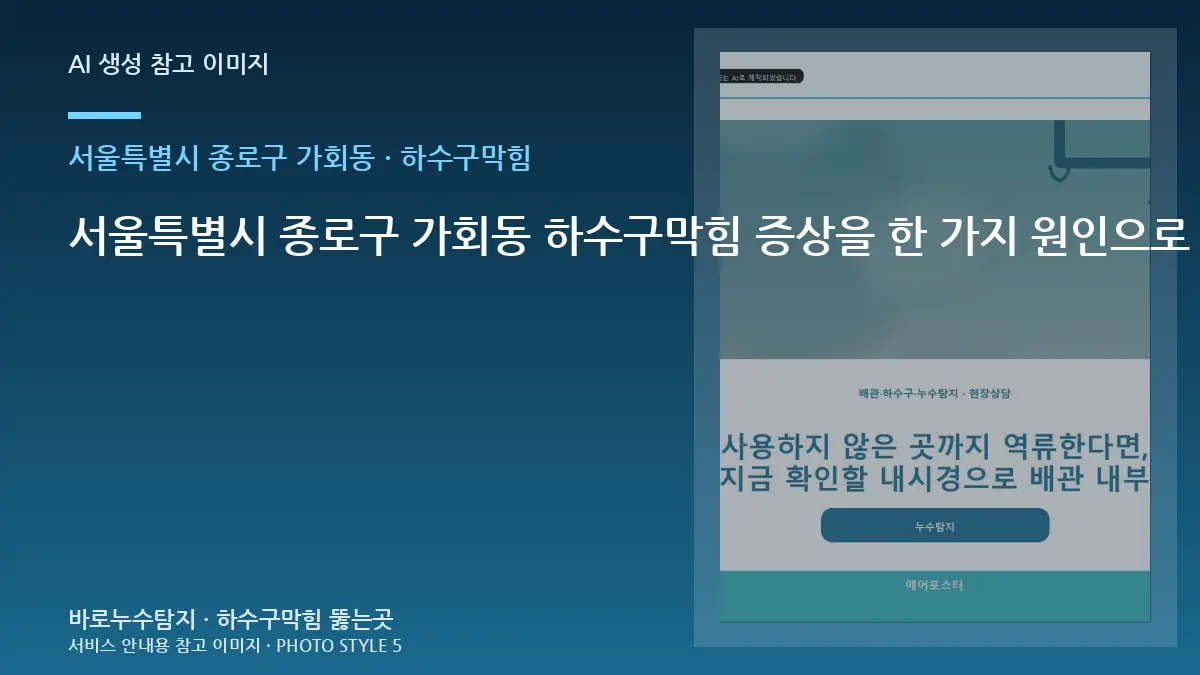 서울특별시 종로구 가회동 하수구막힘 증상을 한 가지 원인으로 단정하면 안 되는 이유