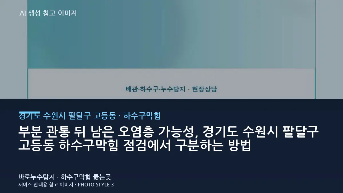부분 관통 뒤 남은 오염층 가능성, 경기도 수원시 팔달구 고등동 하수구막힘 점검에서 구분하는 방법