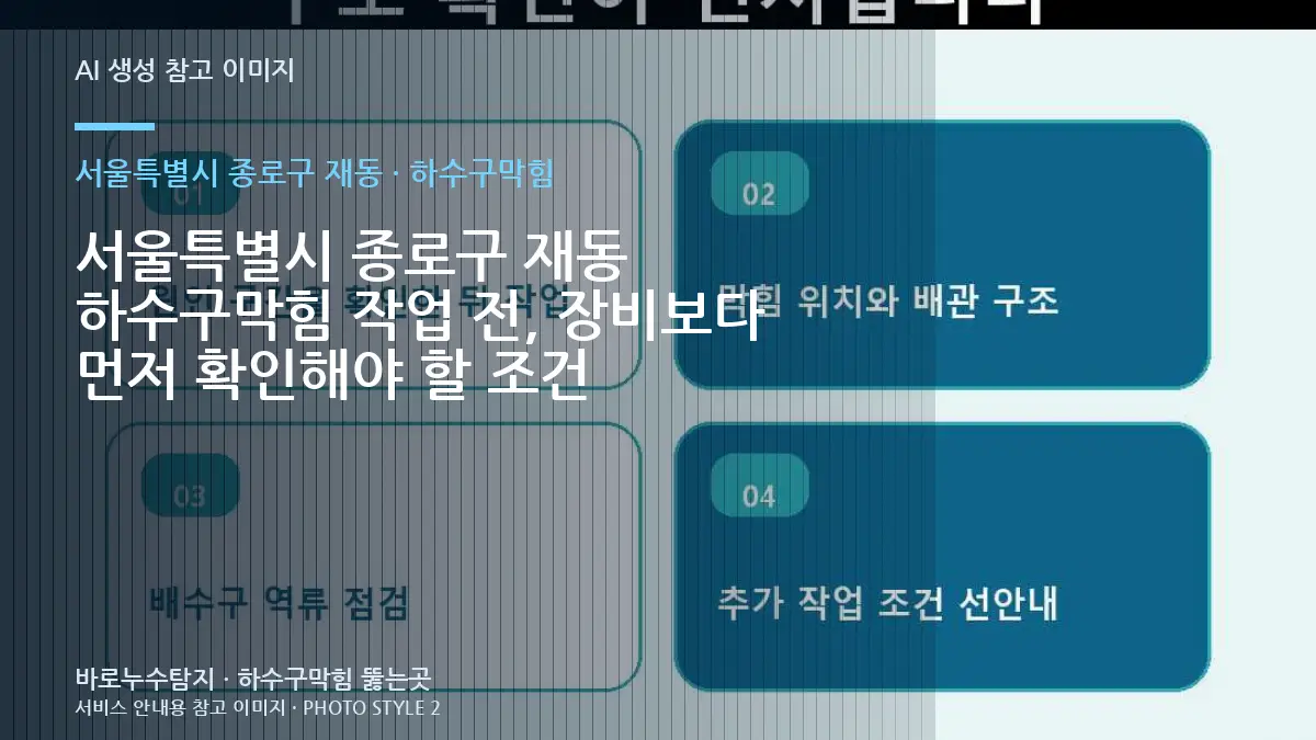 서울특별시 종로구 재동 하수구막힘 작업 전, 장비보다 먼저 확인해야 할 조건