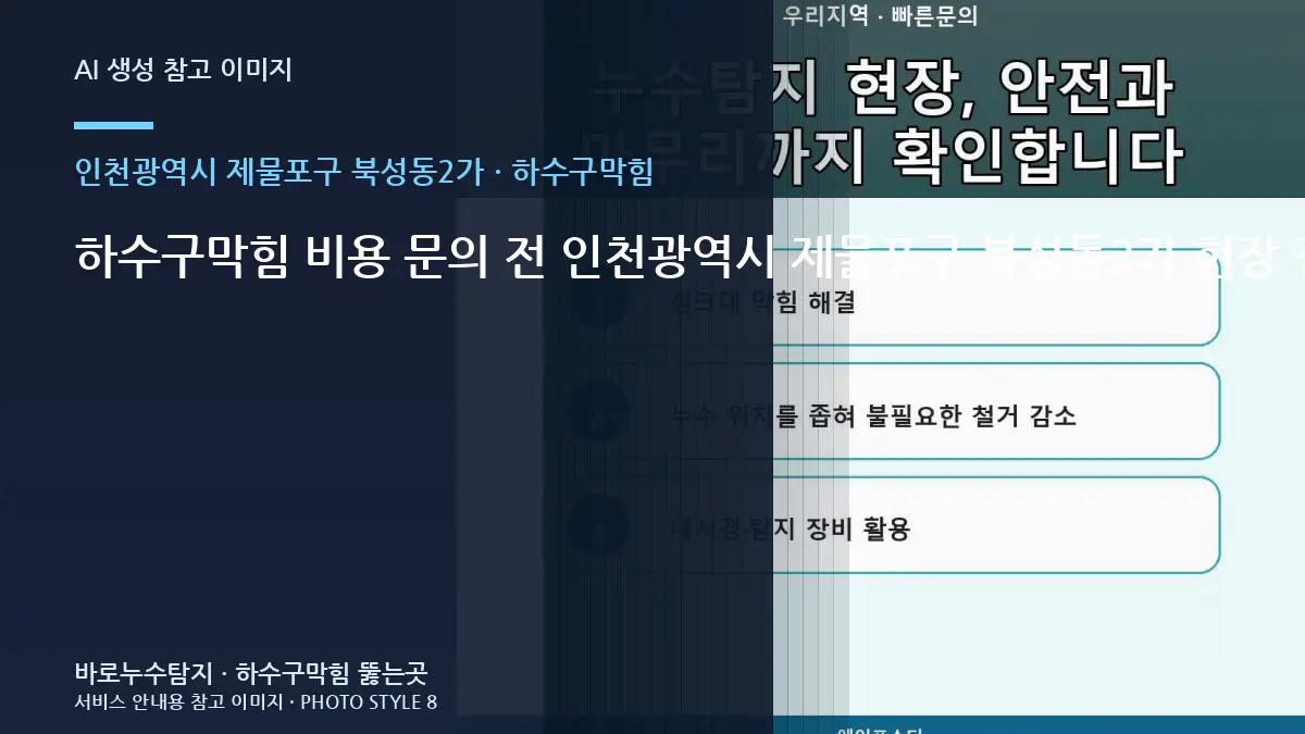 하수구막힘 비용 문의 전 인천광역시 제물포구 북성동2가 현장 정보를 정리하면 좋은 이유