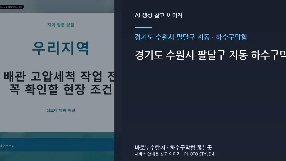 경기도 수원시 팔달구 지동 하수구막힘, 배수 속도 저하와 악취가 함께 나타나는 현상일 때 먼저 확인할 순서