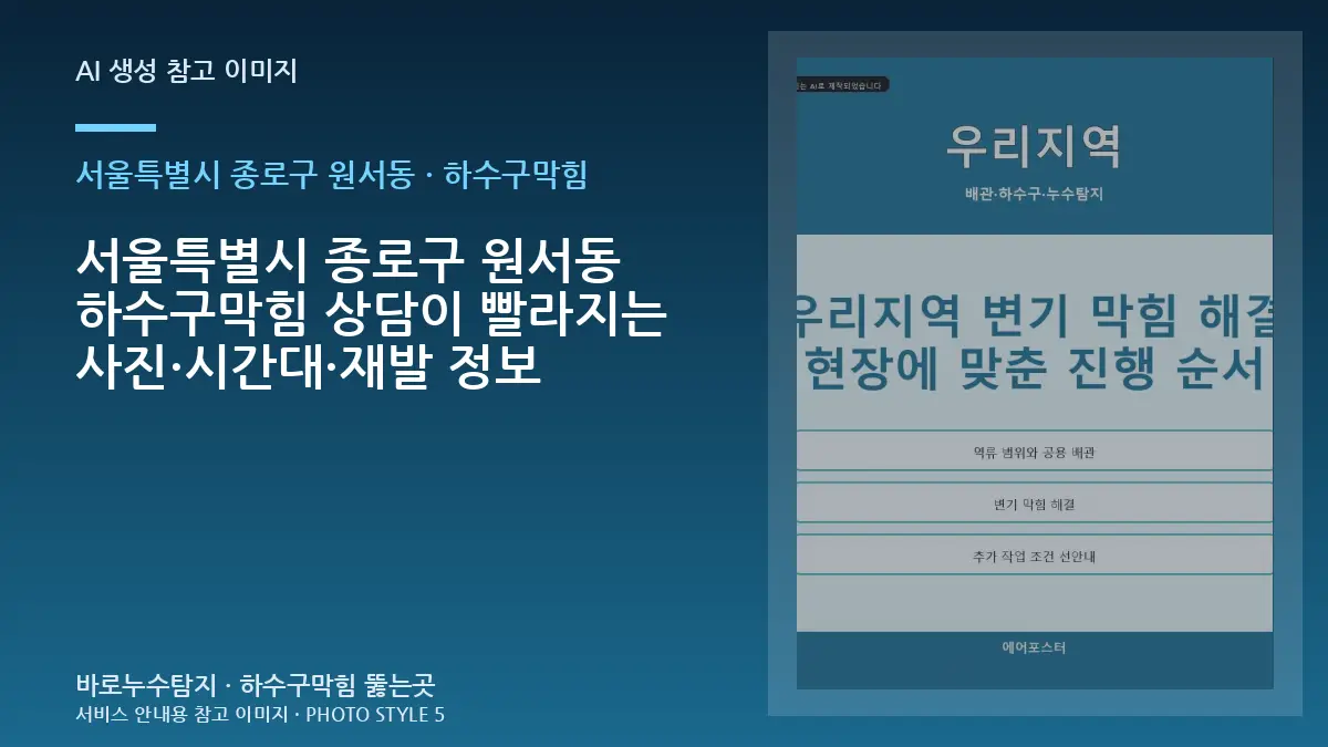 서울특별시 종로구 원서동 하수구막힘 상담이 빨라지는 사진·시간대·재발 정보