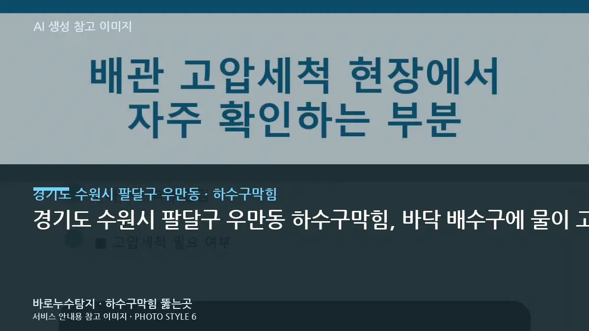 경기도 수원시 팔달구 우만동 하수구막힘, 바닥 배수구에 물이 고이고 천천히 빠지는 현상일 때 먼저 확인할 순서