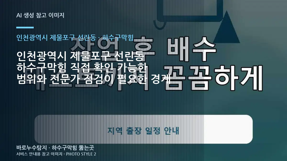 인천광역시 제물포구 선린동 하수구막힘 직접 확인 가능한 범위와 전문가 점검이 필요한 경계