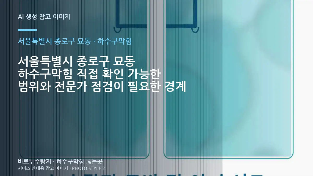 서울특별시 종로구 묘동 하수구막힘 직접 확인 가능한 범위와 전문가 점검이 필요한 경계