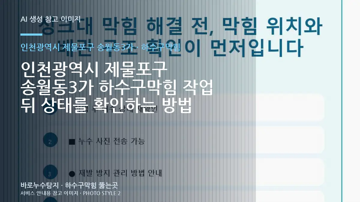인천광역시 제물포구 송월동3가 하수구막힘 작업 뒤 상태를 확인하는 방법