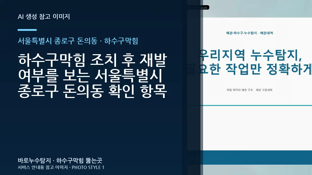 하수구막힘 조치 후 재발 여부를 보는 서울특별시 종로구 돈의동 확인 항목