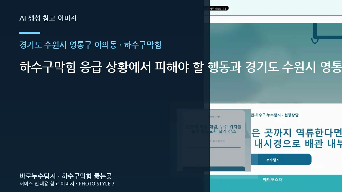 하수구막힘 응급 상황에서 피해야 할 행동과 경기도 수원시 영통구 이의동 현장 확인 순서