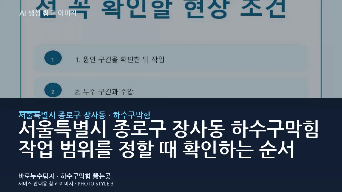 서울특별시 종로구 장사동 하수구막힘 작업 범위를 정할 때 확인하는 순서