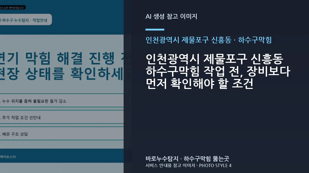 인천광역시 제물포구 신흥동 하수구막힘 작업 전, 장비보다 먼저 확인해야 할 조건