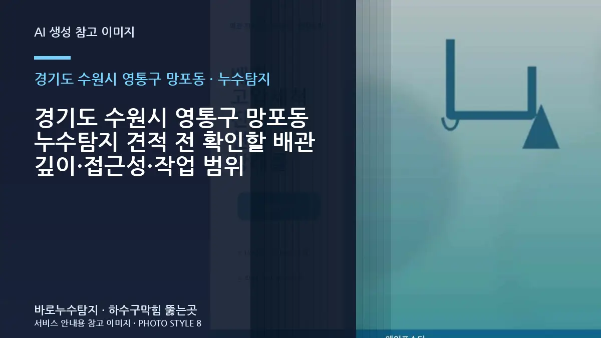 경기도 수원시 영통구 망포동 누수탐지 견적 전 확인할 배관 깊이·접근성·작업 범위