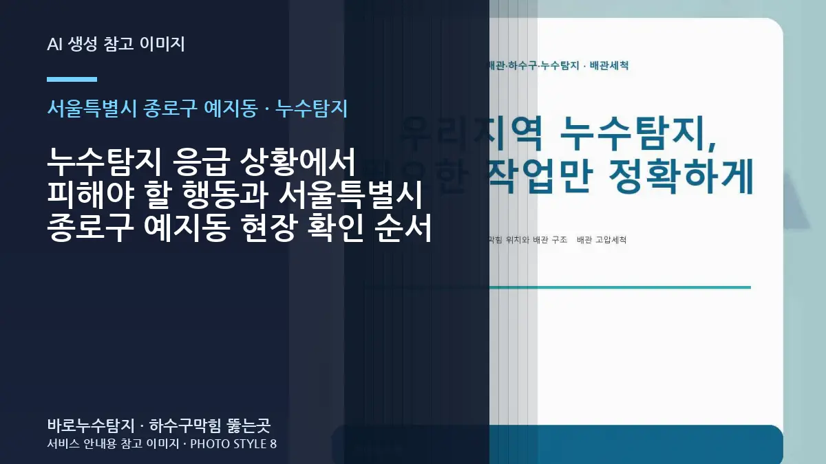 누수탐지 응급 상황에서 피해야 할 행동과 서울특별시 종로구 예지동 현장 확인 순서