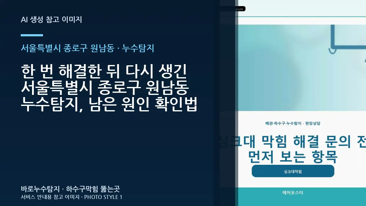 한 번 해결한 뒤 다시 생긴 서울특별시 종로구 원남동 누수탐지, 남은 원인 확인법